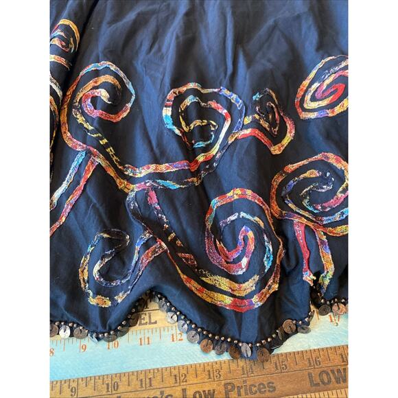 Chico’s Elastic Waist Midi Skirt Size 1 (M/8) Beaded Sequin Embroidered Boho - Picture 5 of 12